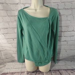 Valerie Stevens Green Assymetrical Cross Button Angora Cotton Cardigan M